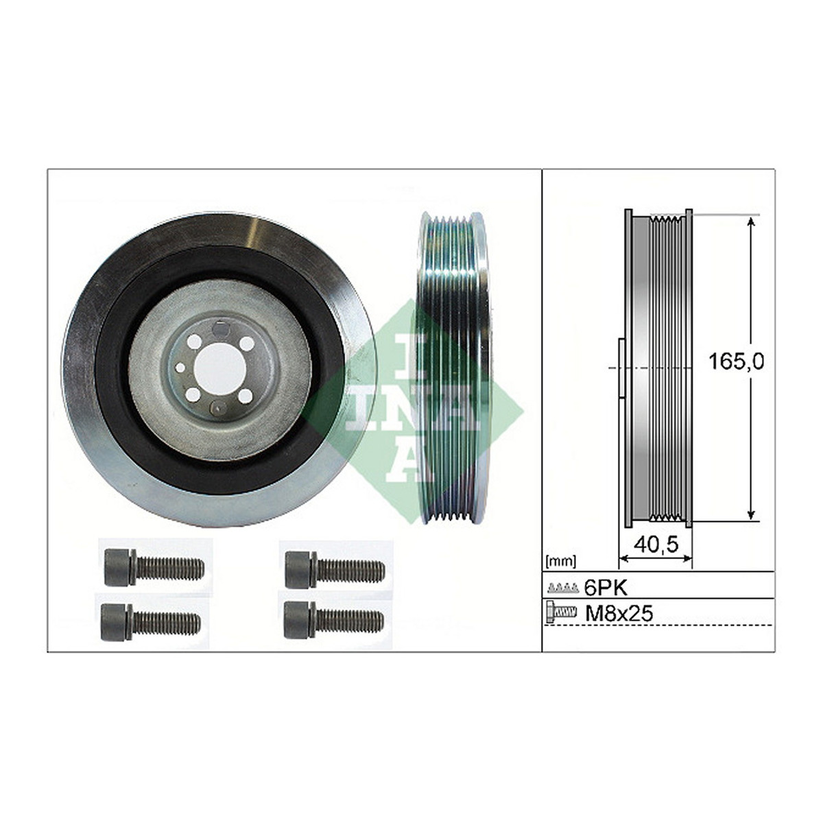 Шків колінвалу Fiat Doblo 1.9TD 01- (169x30) 6PK (з болтом) Schaeffler INA