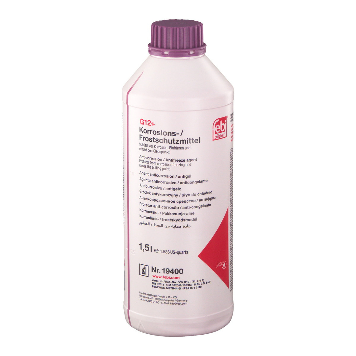 Антифриз (фіолетовий) G12 + (1.5L) (MB325.3) (Концентрат) Febi Bilstein фото 2