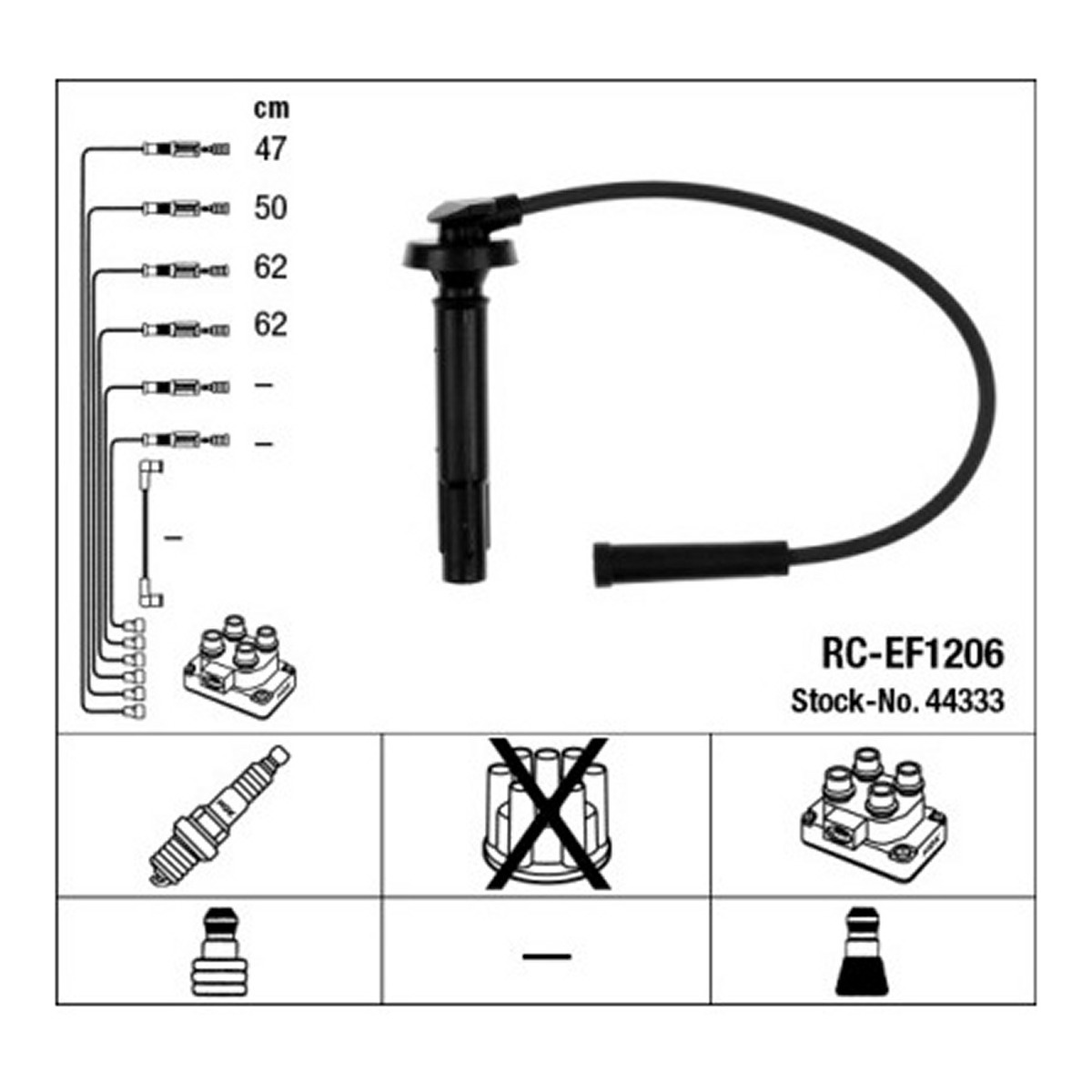 Комплект кабелів високовольтних №44333 SUBARU FORESTER (SG_) 2.0 2002.02-2012.12 NGK NGK фото 2