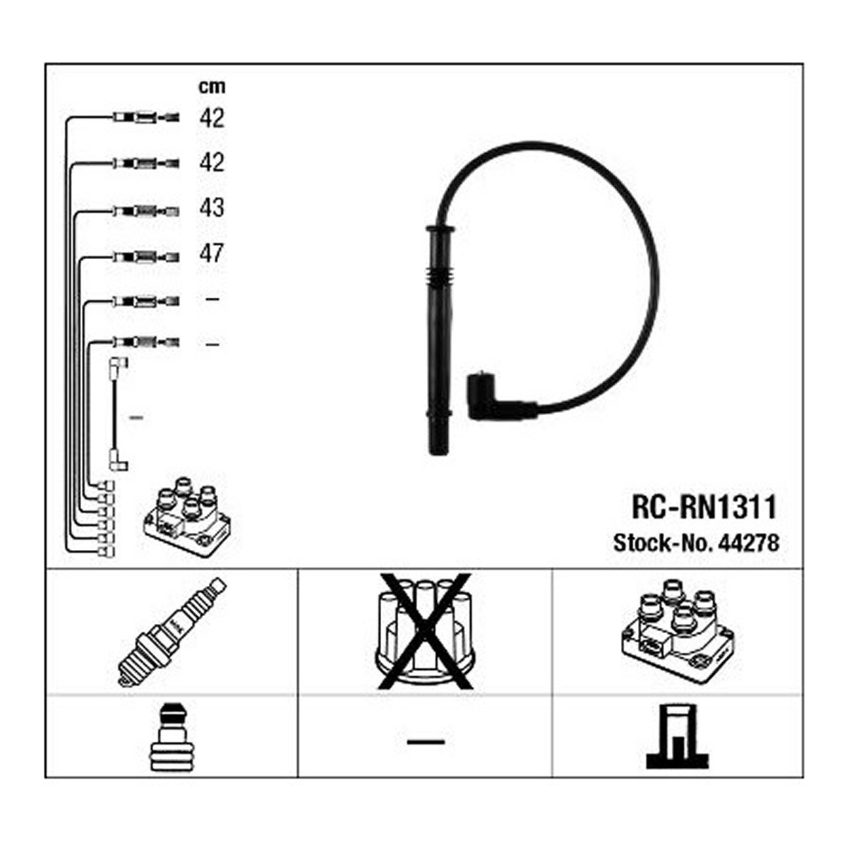 Проводи запалювання (к-кт) Renault Clio/Kangoo II/III 1.2 16V 01- (RC-RN1311) NGK