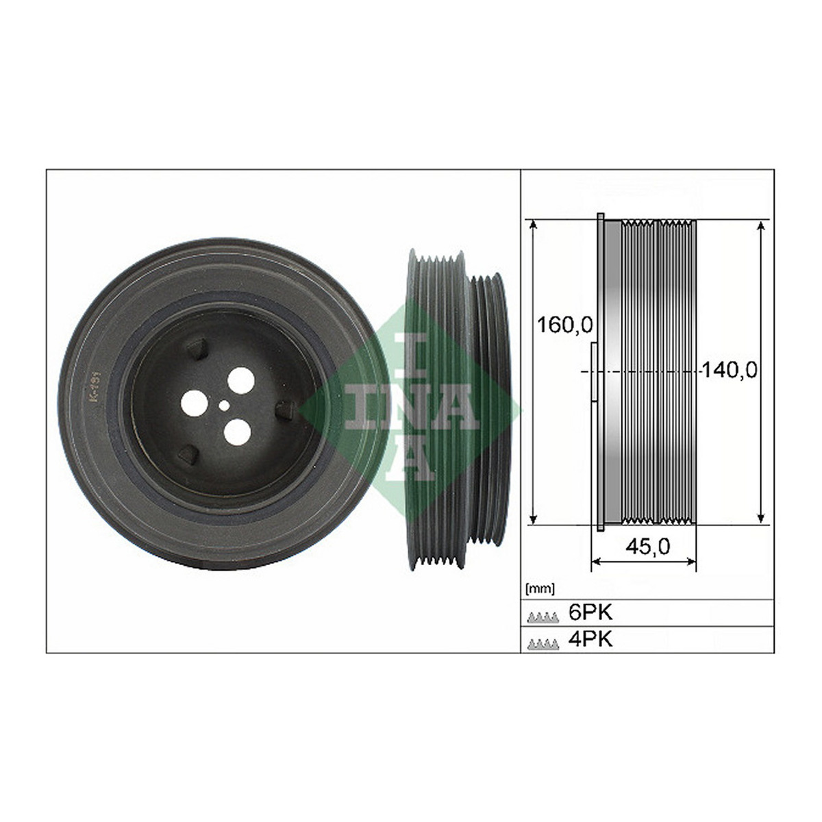 Шків колінвалу Fiat Ducato/Ford Transit/Citroen Jumper/Peugeot Boxer 2.2 D/HDI/TDCI 06- Schaeffler INA