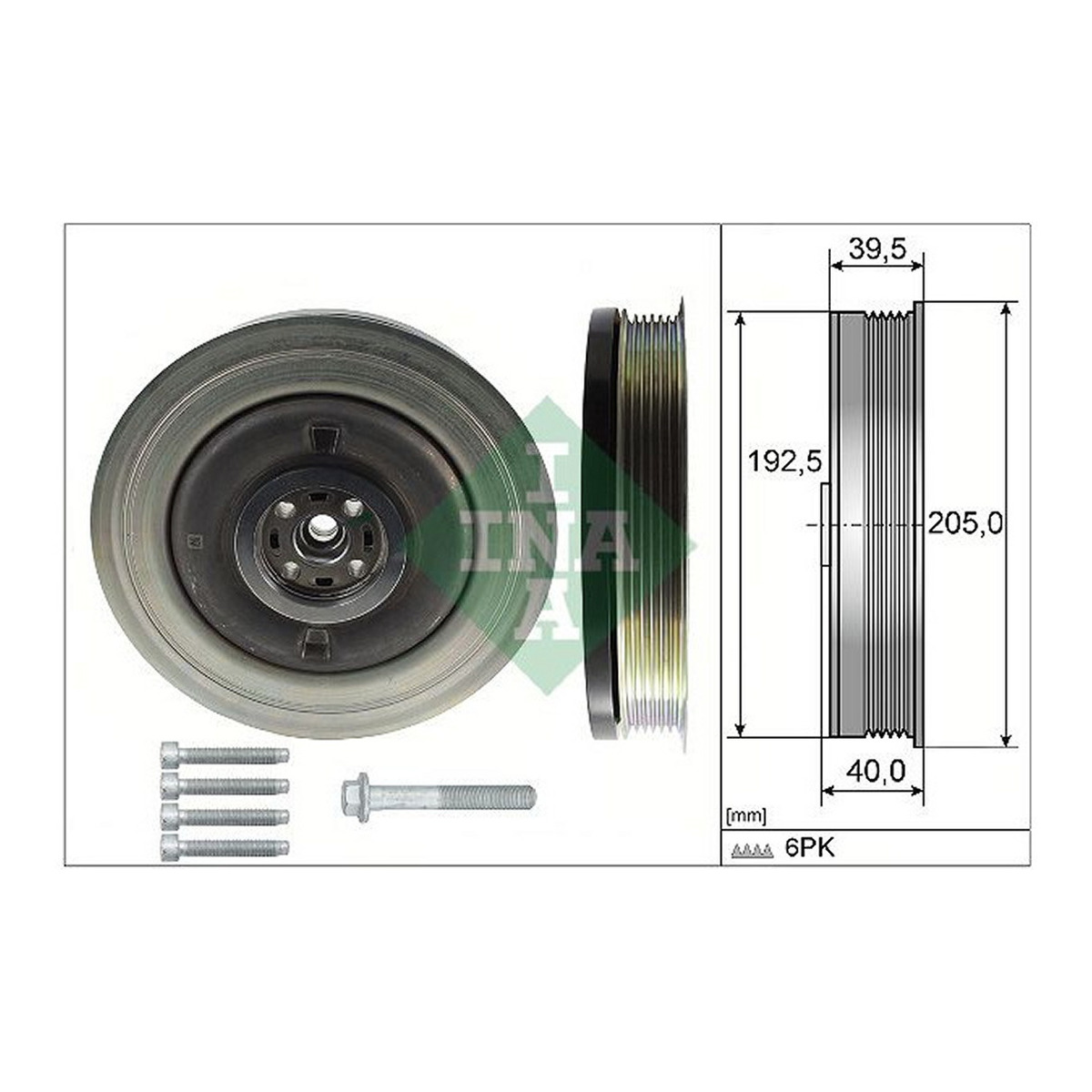 Шків колінвалу Volvo S60/S90/V60/V90/XC60/XC90 13- (з болтом) Schaeffler INA фото 2