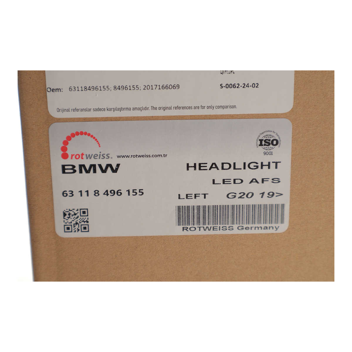 Фара (L) BMW 3 (G20/G80/G28) 18- (LED) Rotweiss