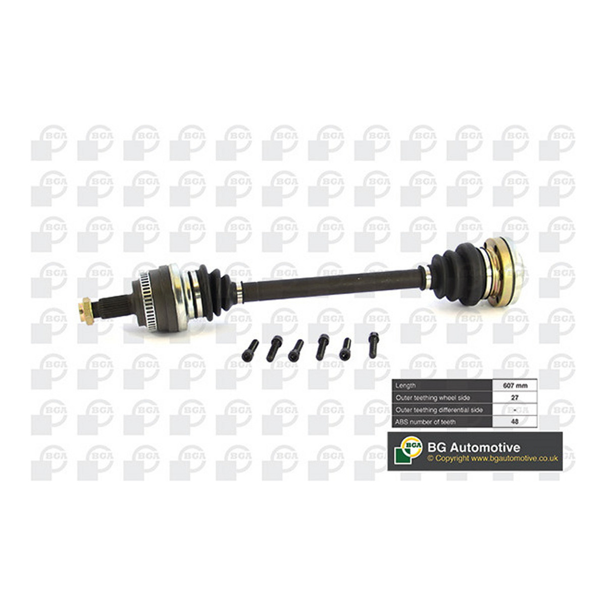 Піввісь BMW 1(E81/F20)/3(E90) 04- дв.N47D20/N52B30 (27z/607mm +ABS 48z) Л.