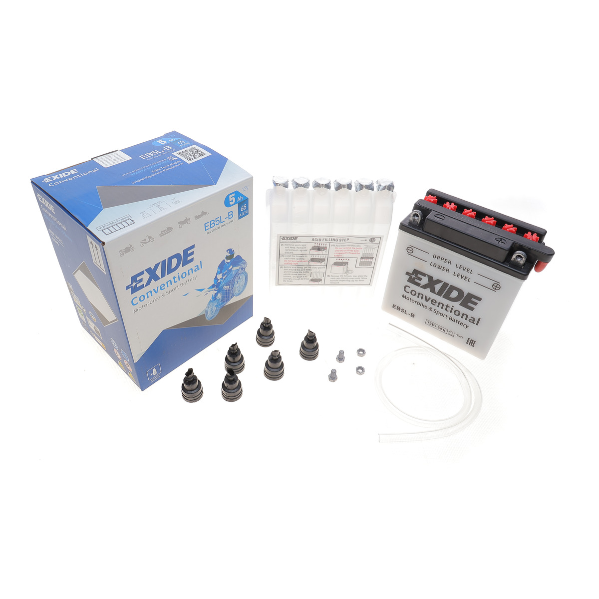 Акумуляторна батарея 5Ah/65A (120x60x130/+R/B0) (мото) (сухозаряджений) Exide
