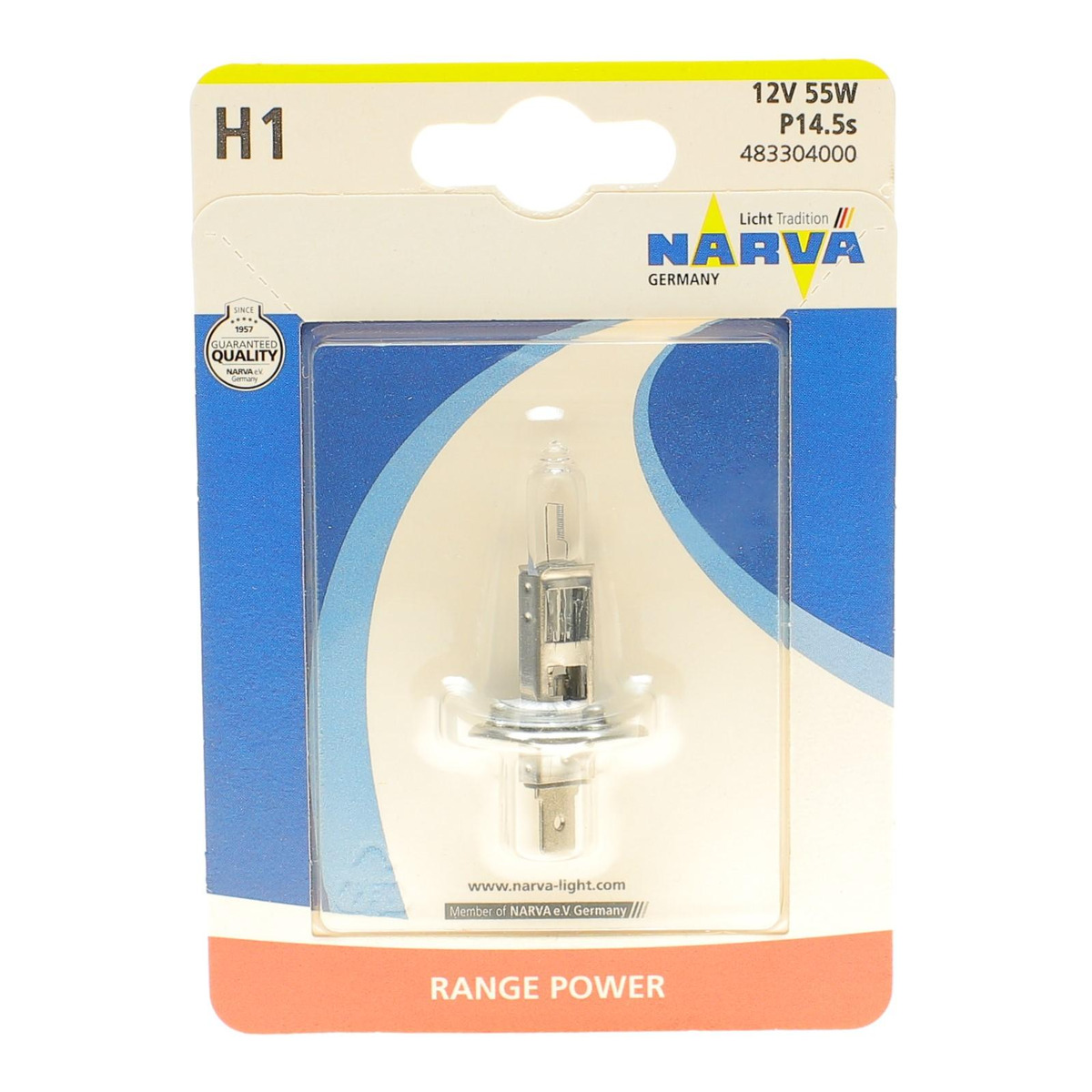 Автолампа H1 12V 55W P14.5s Range Power (+ 30%) (blister/1шт)