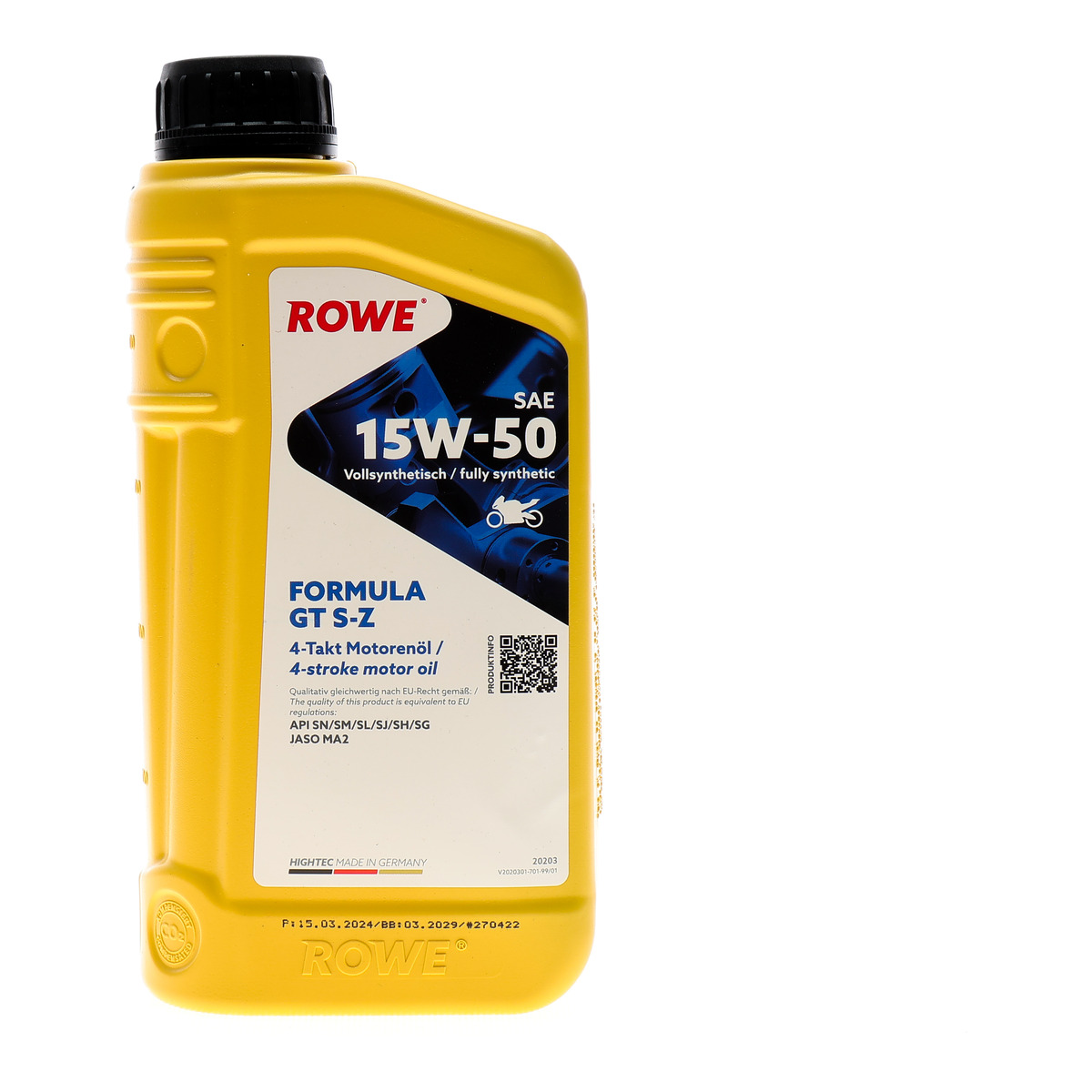 Олива 15W50 S-Z HIGHTEC FORMULA GT 4T (1L) (API SN/SM/SL/SJ/SH/SG - JASO MA2) ROWE