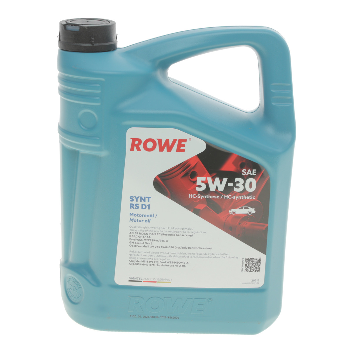 Олива 5W30 HIGHTEC SYNT RS D1 (5L) (Ford WSS-M2C945-A/929-A/946-A/GM DEXOS1 GEN2/GM 6094M/4718M) ROWE