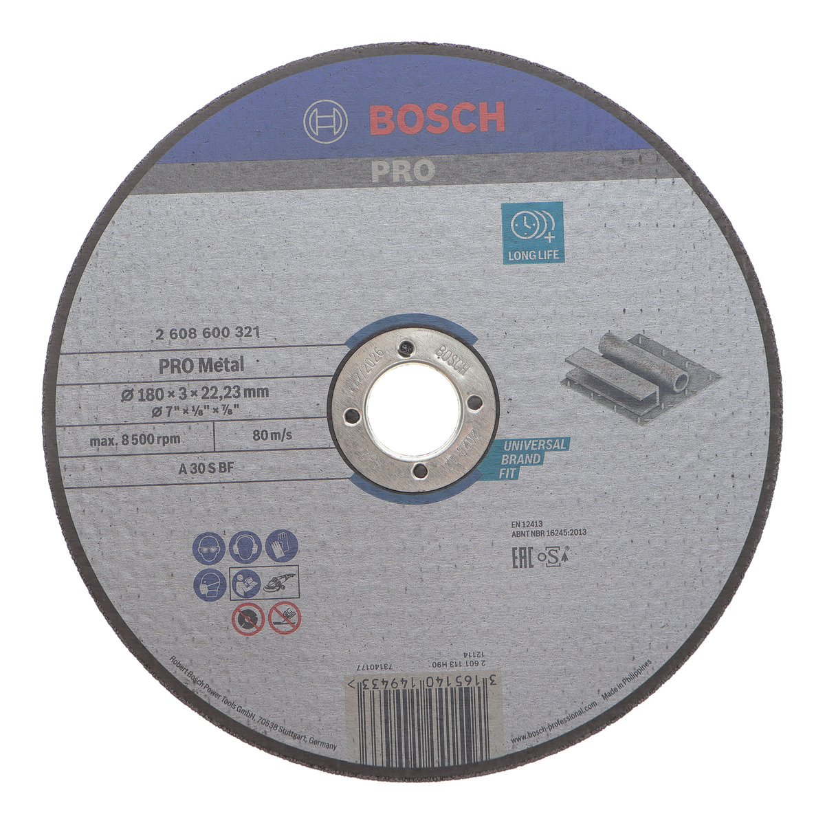 Круг відрізний 180x22,23x3,0 мм PRO Metal Bonded Cutting Disc Bosch