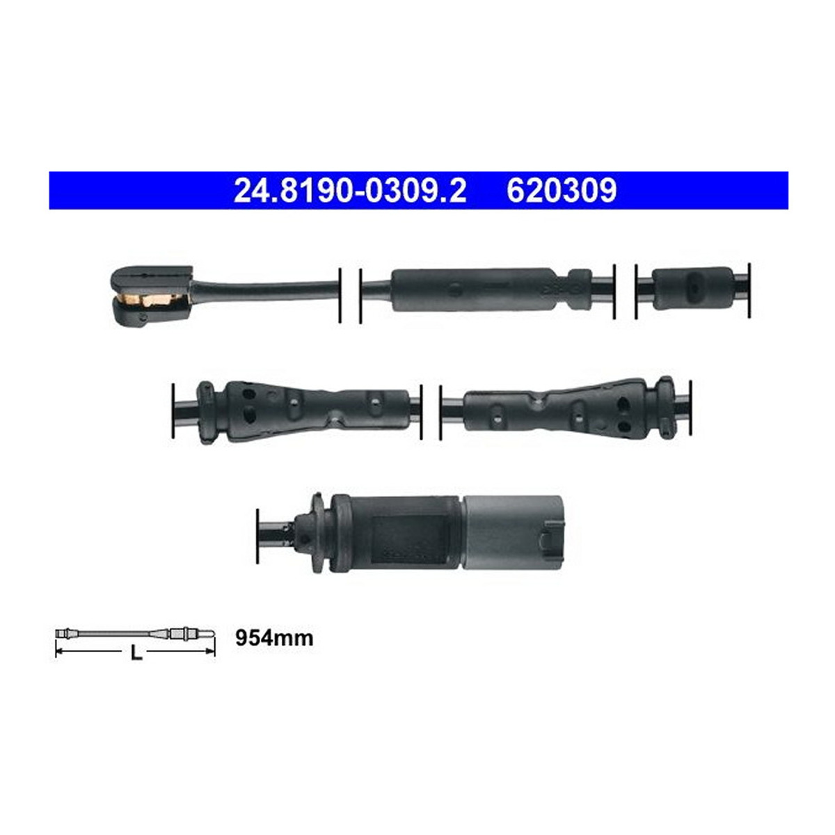 Датчик зносу гальмівних колодок (передніх) BMW X3 (F25) 10-17/X4 (F26) 14-18 (L=954mm) ATE
