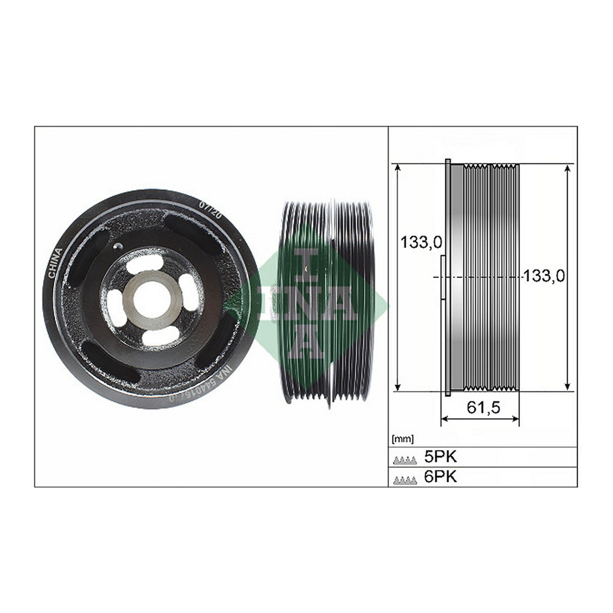 Шків ременя генератора FORD C-MAX/FOCUS/MONDEO 1.4-1.6 2003- INA (544 0167 10) Schaeffler INA