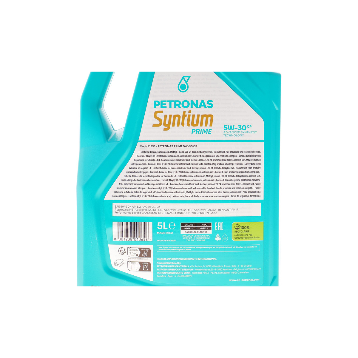 Олива 5W30 SYNTIUM PRIME CP (5L) (MB229.51/MB229.52/MB226.52/Renault RN17/PSA B71 2290) заміна для 70830M12EU фото 3