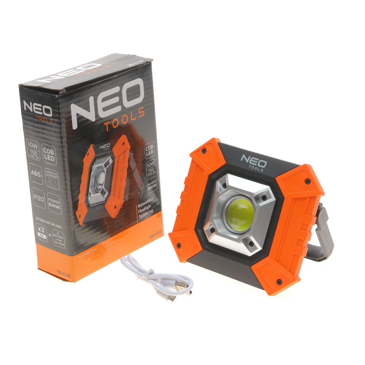 Ліхтарик-прожектор акумуляторний COB 750 LM/10W/LED/3xAA/Power Bank(без акб) NEO Tools