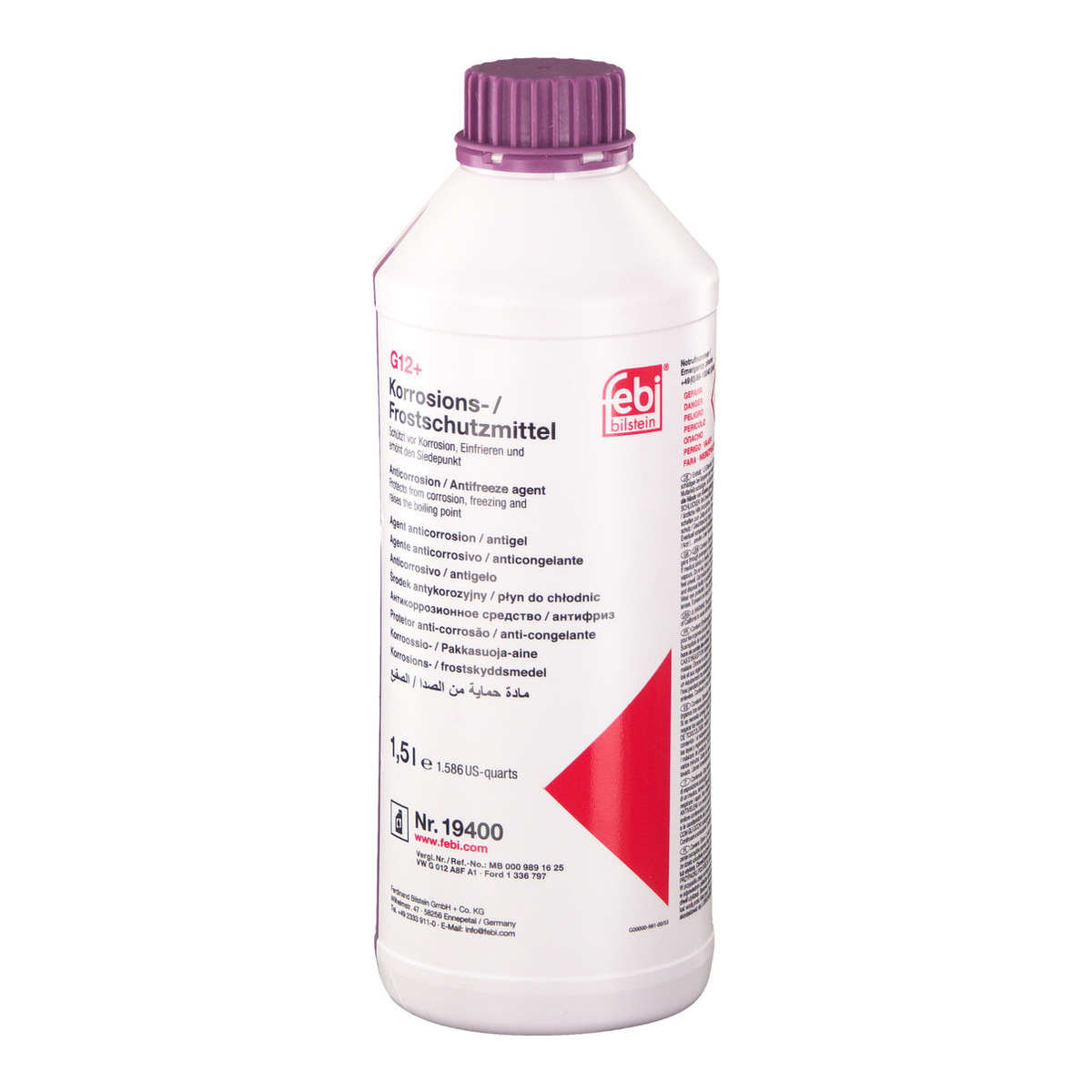 Антифриз (фіолетовий) G12 + (1.5L) (MB325.3) (Концентрат) Febi Bilstein фото 3
