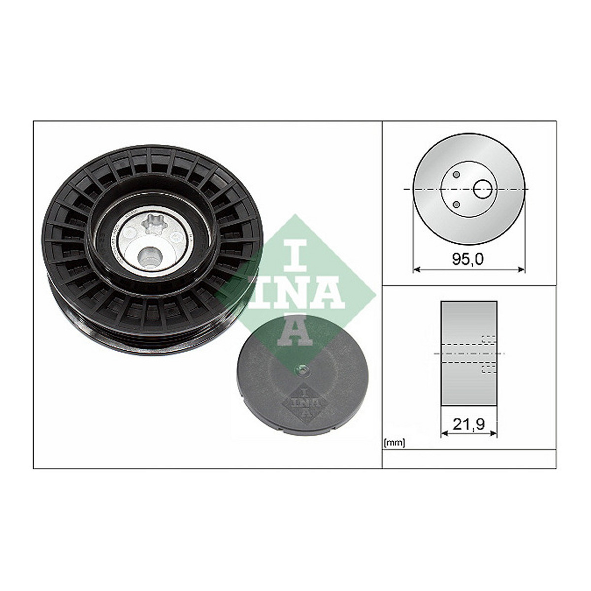 Ролик генератора BMW 3 (F30/F80/G20/G80/G28)/5 (G30/F90)/7 (G11/G12) 2.0H 15- B48 (95x22) Schaeffler INA