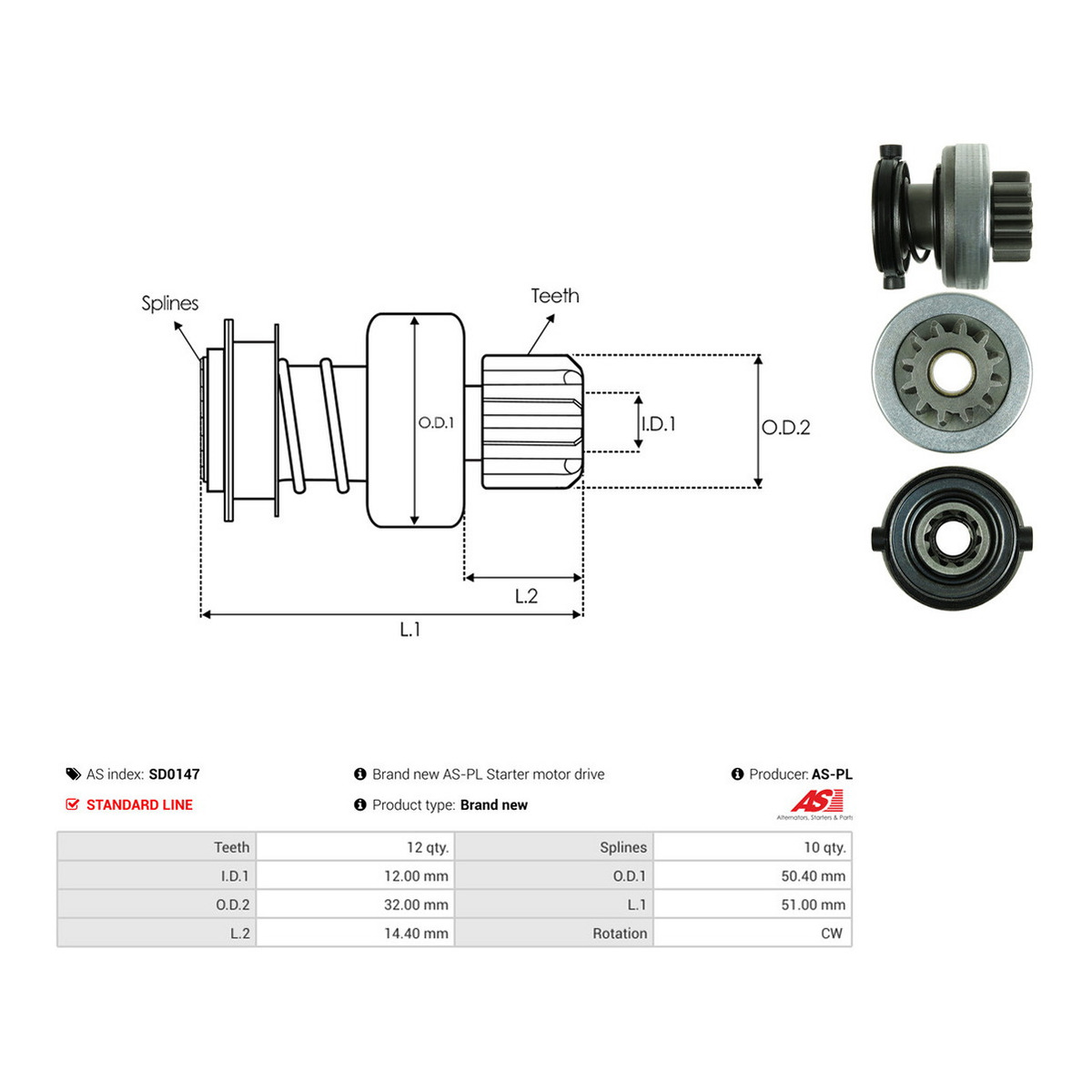 Бендикс стартера MB Sprinter (906) 06- (z=12) AS