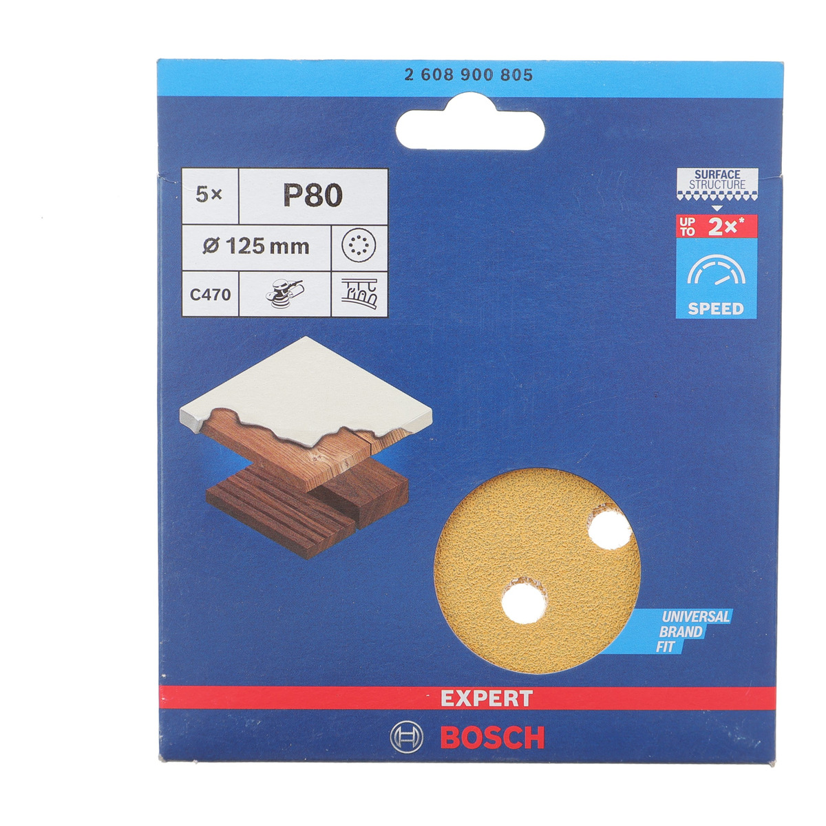 Шліфувальний папір EXPERT P80 Ø125 мм (5шт) Bosch