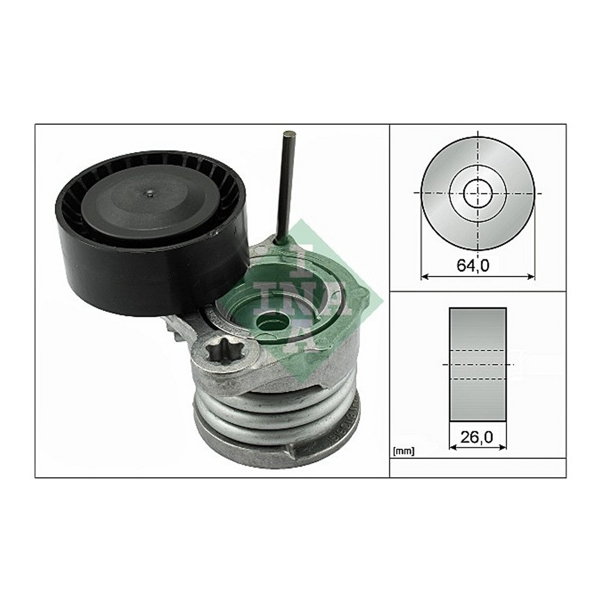 Натяжник ременя генератора BMW 1(E87)/3(E90-93) 2.0/3.0D 03-13, N47/M57 Schaeffler INA