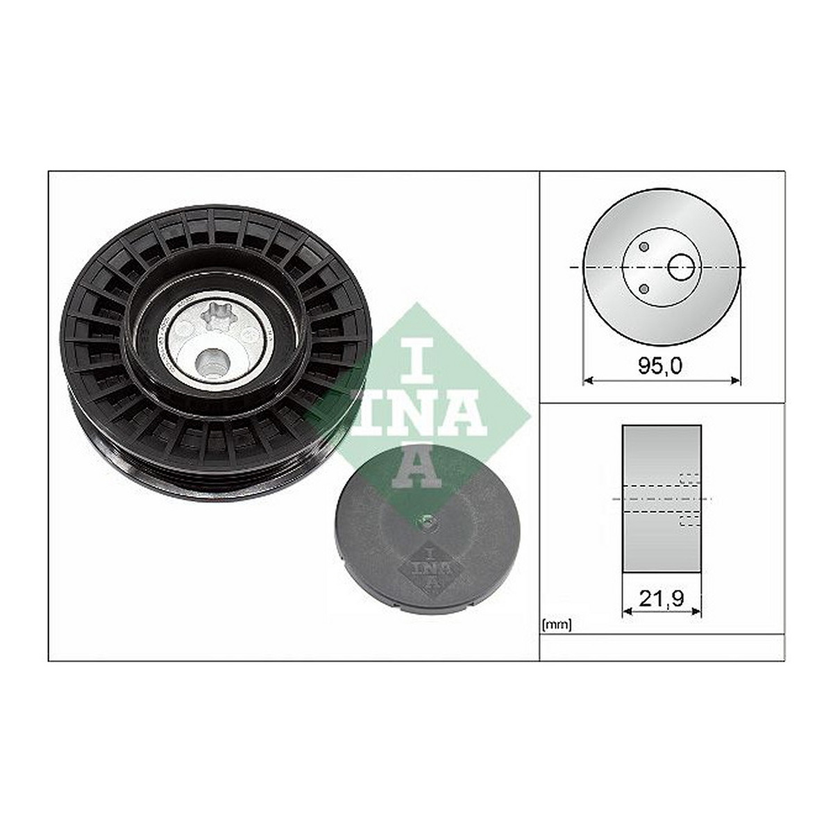 Ролик генератора BMW 3 (F30/F80/G20/G80/G28)/5 (G30/F90)/7 (G11/G12) 2.0H 15- B48 (95x22) Schaeffler INA фото 2