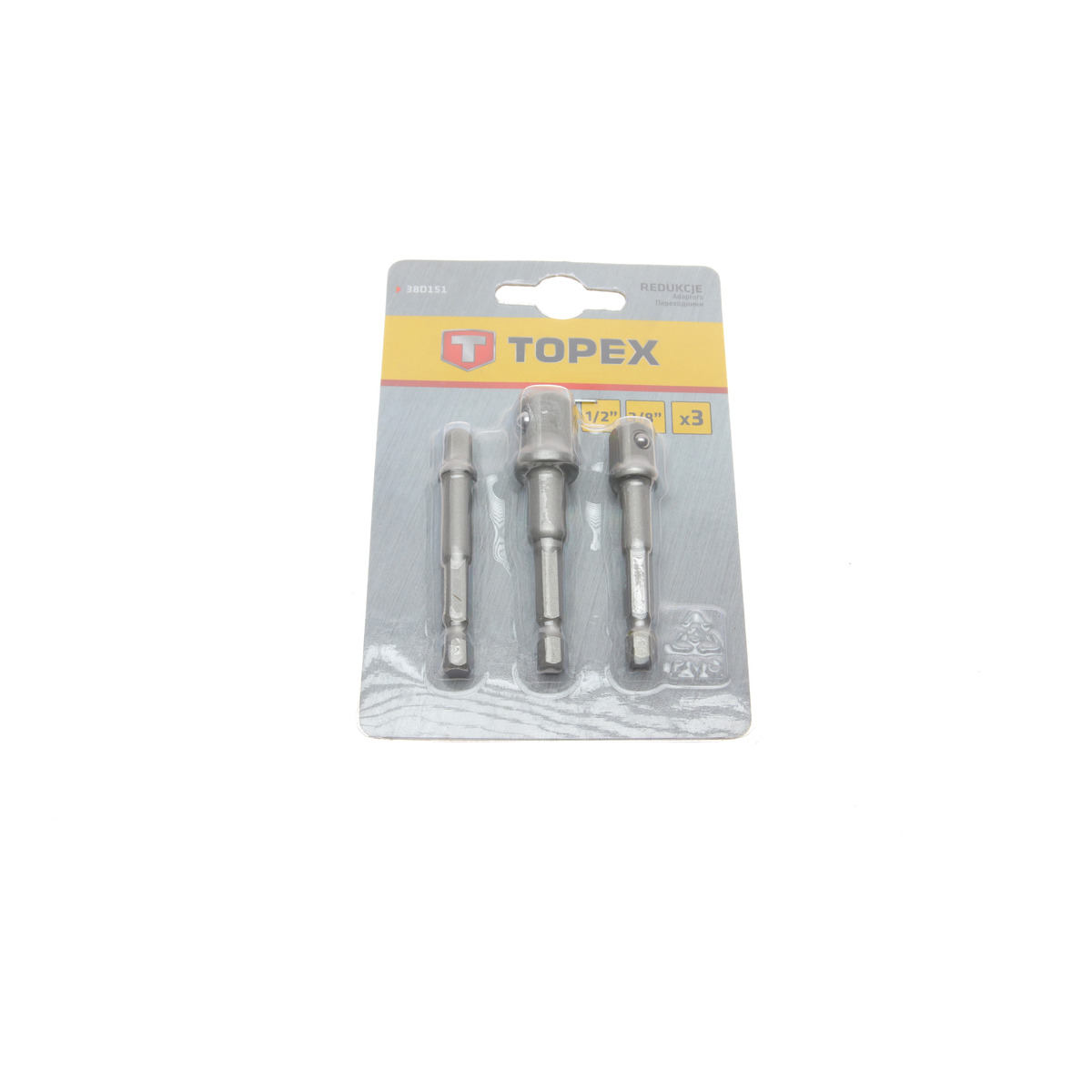 Набір перехідників для шуруповерта M6x1/2"-1/4"-3/8" 3 од. TOPEX