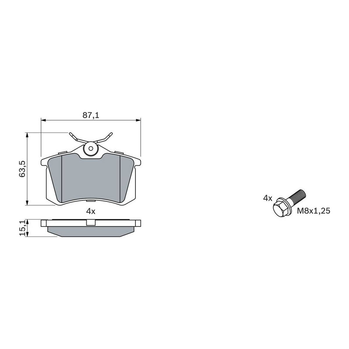 Комплект гальмівних колодок задн , CITROEN BERLINGO, C2, C2 ENTERPRISE, C3 I, C3 PLURIEL, C4, C4 I, C4 II, C8, XSARA PICASSO, FIAT SCUDO, ULYSSE, LANCIA PHEDRA, PEUGEOT 208 II 1.1-Electric 05.86-
