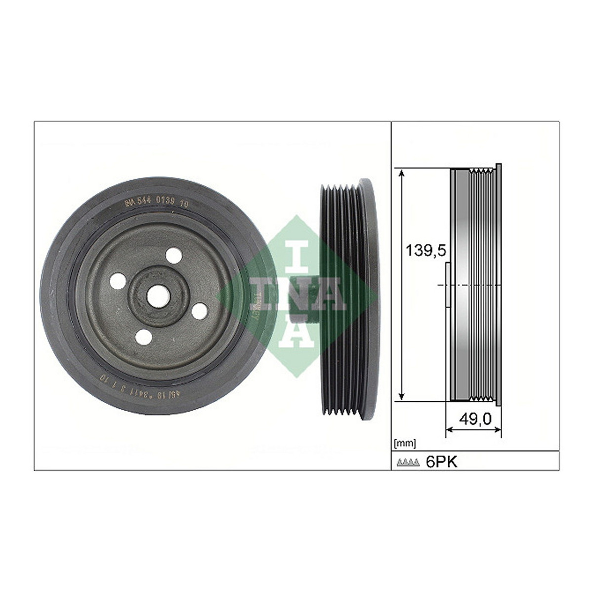 Шків колінвалу Ford Transit Connect 1.8 TDCi 02-13 Schaeffler INA фото 3