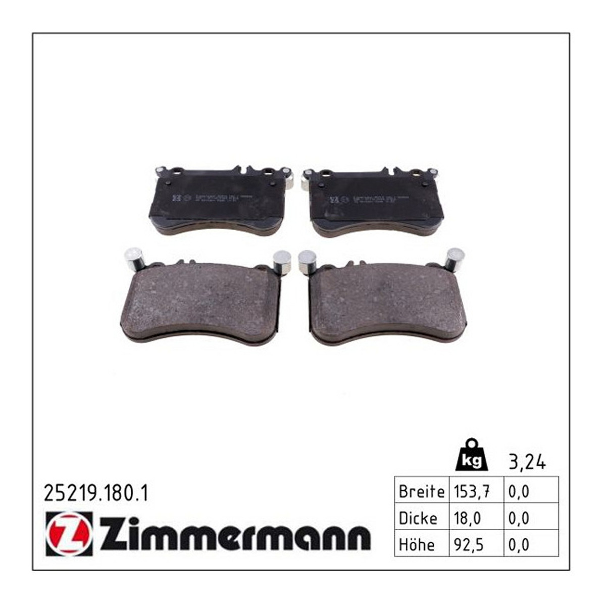 Колодки гальмівні (передні) MB E-class (W212/S212) 09- /S-class (W221/C216) 05-13 (Brembo) Zimmermann