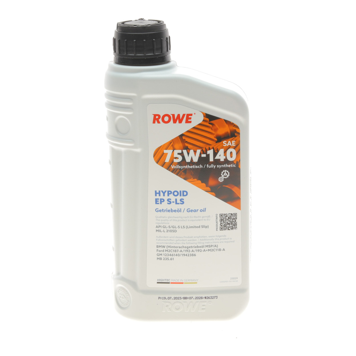 Олива 75W140 HIGHTEC HYPOID EP S-LS (1L) (BMW MSP/A/Ford M2C187-A/192-A/192-A)MB235.61) (коричневый) ROWE