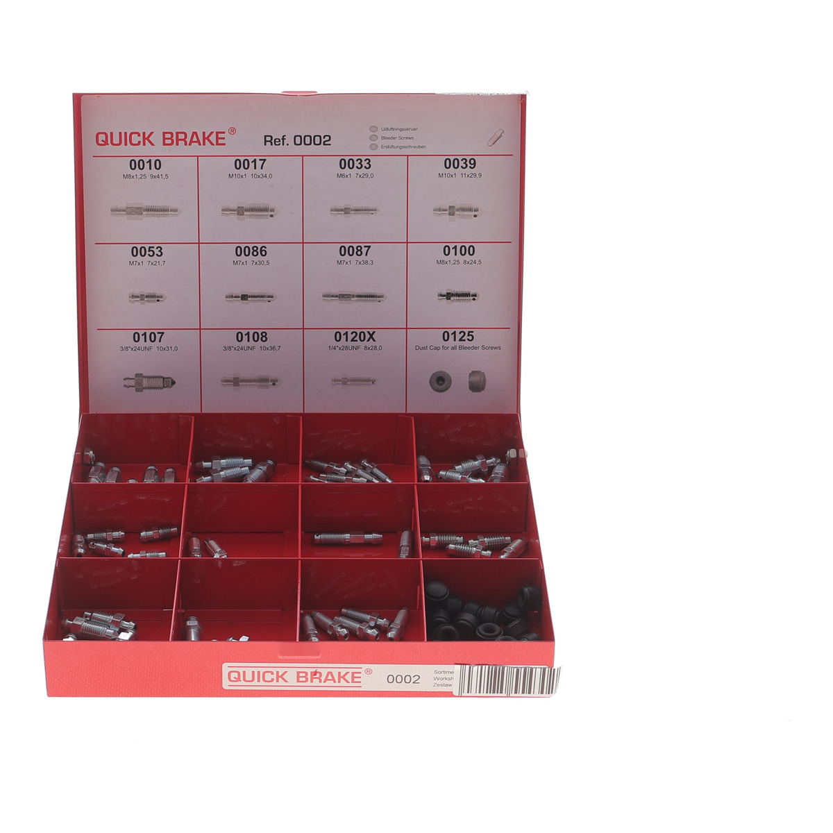 Комплект штуцерів прокачки гальм M6x1-M10x1/7x21.7-11x29.9 +заглушки (к-кт 75шт.)