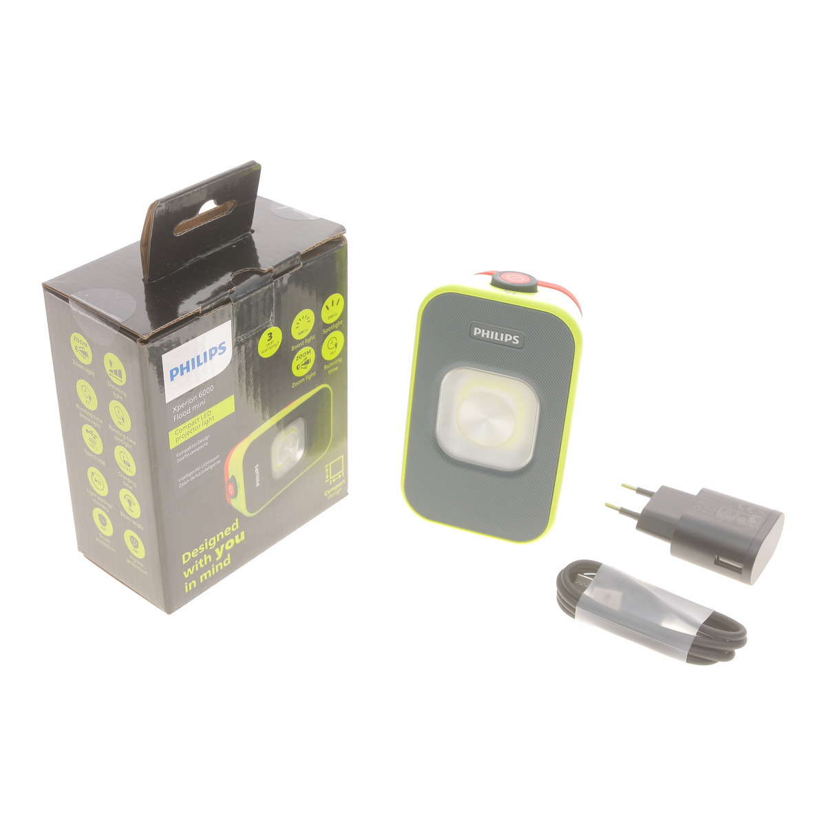 Ліхтарик-прожектор Xperion 6000 Flood Mini (6000K/режими 500lm/100lm/250lm/гачок 180°/магніт) Philips
