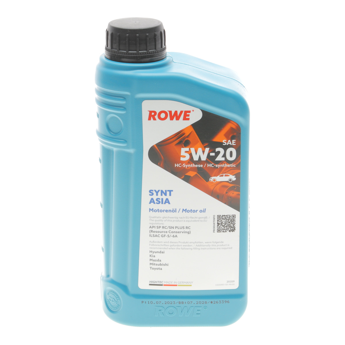 Олива 5W20 HIGHTEC SYNT ASIA (1L) (Hyundai/Kia/Mazda/Toyota) (API SP RC/SN PLUS RC) (ILSAC GF-5/-6A) ROWE