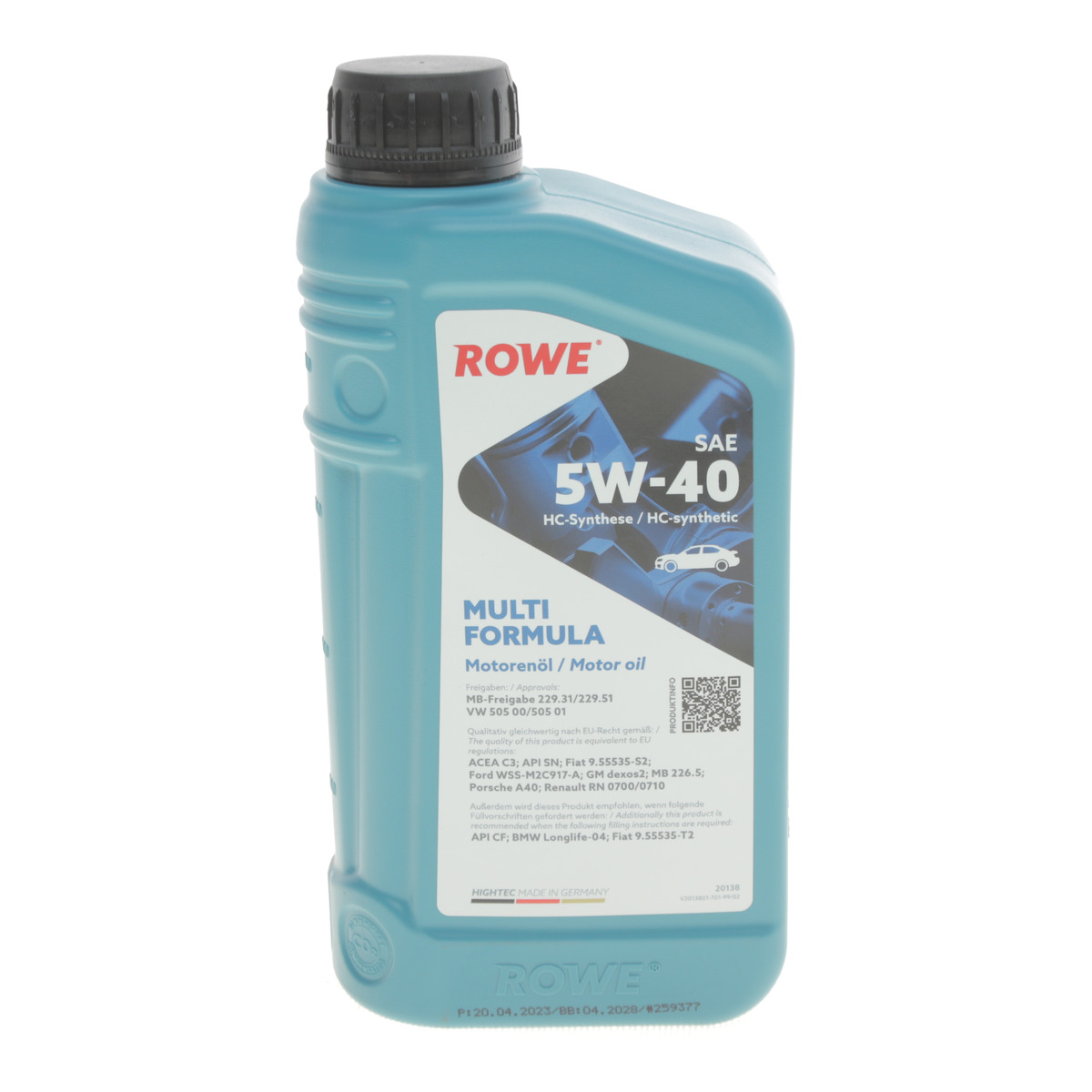 Олива 5W40 HIGHTEC MULTI FORMULA (1L) (MB 229.31/229.51/226.5/VW 505 00/505 01/BMW LL-04) ROWE