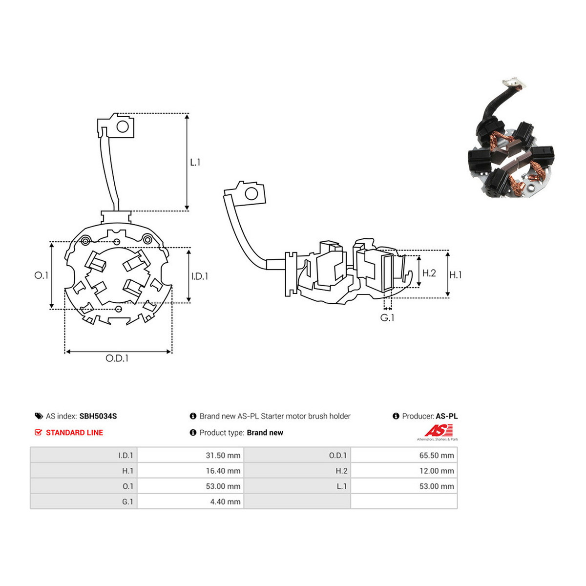 Щіткотримач стартера Hyundai Santa Fe 00-05/Mitsubishi Galant 96-04 AS