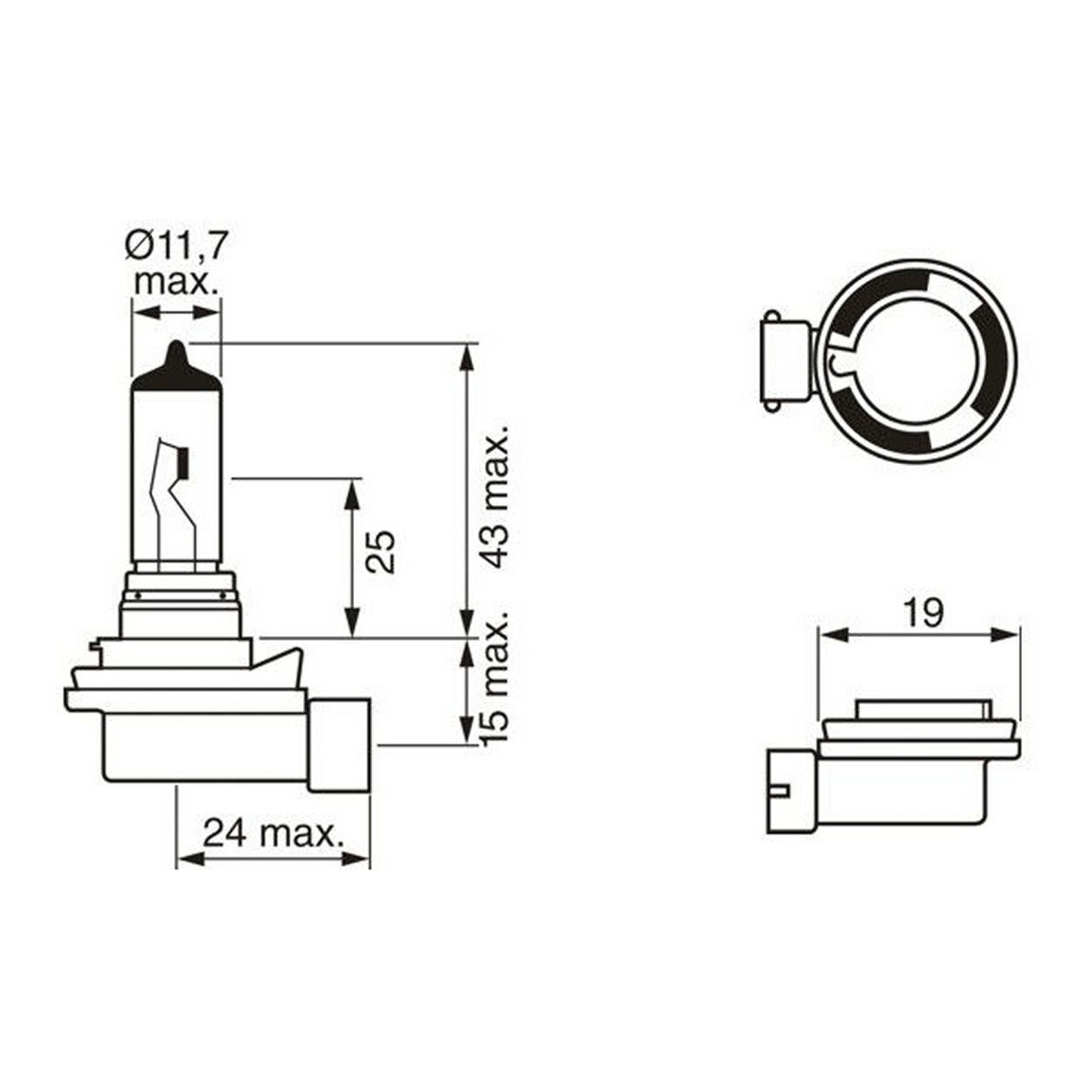 Лампа (картон 1шт) H8 12В 35Вт PGJ19-1 Pure Light