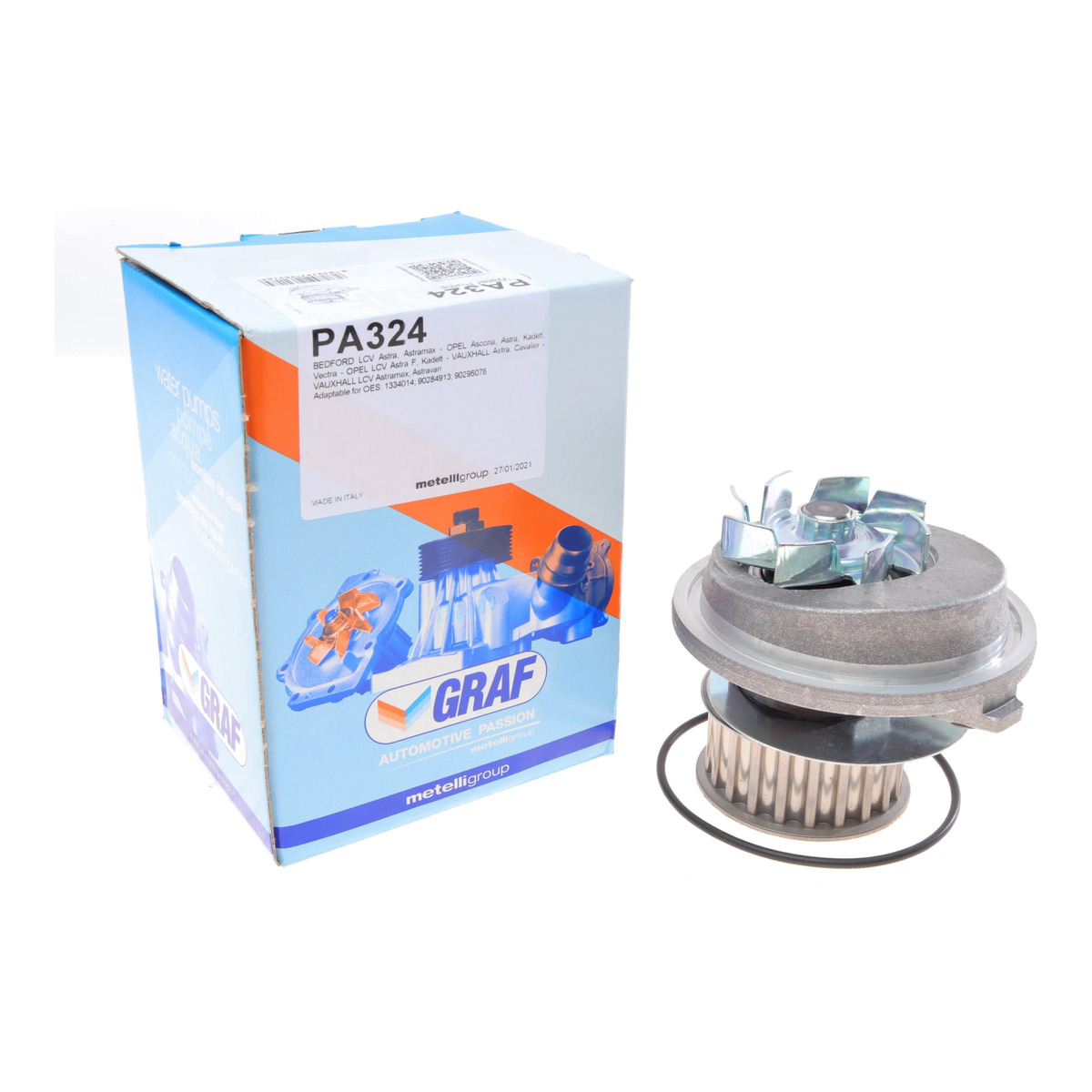 Помпа води Opel Astra F/Vectra A 1.7D/TD 88-00/Kadett E/Ascona C 1.6D/1.7D 86-91 (21z) (B/B) (8 лоп) GRAF