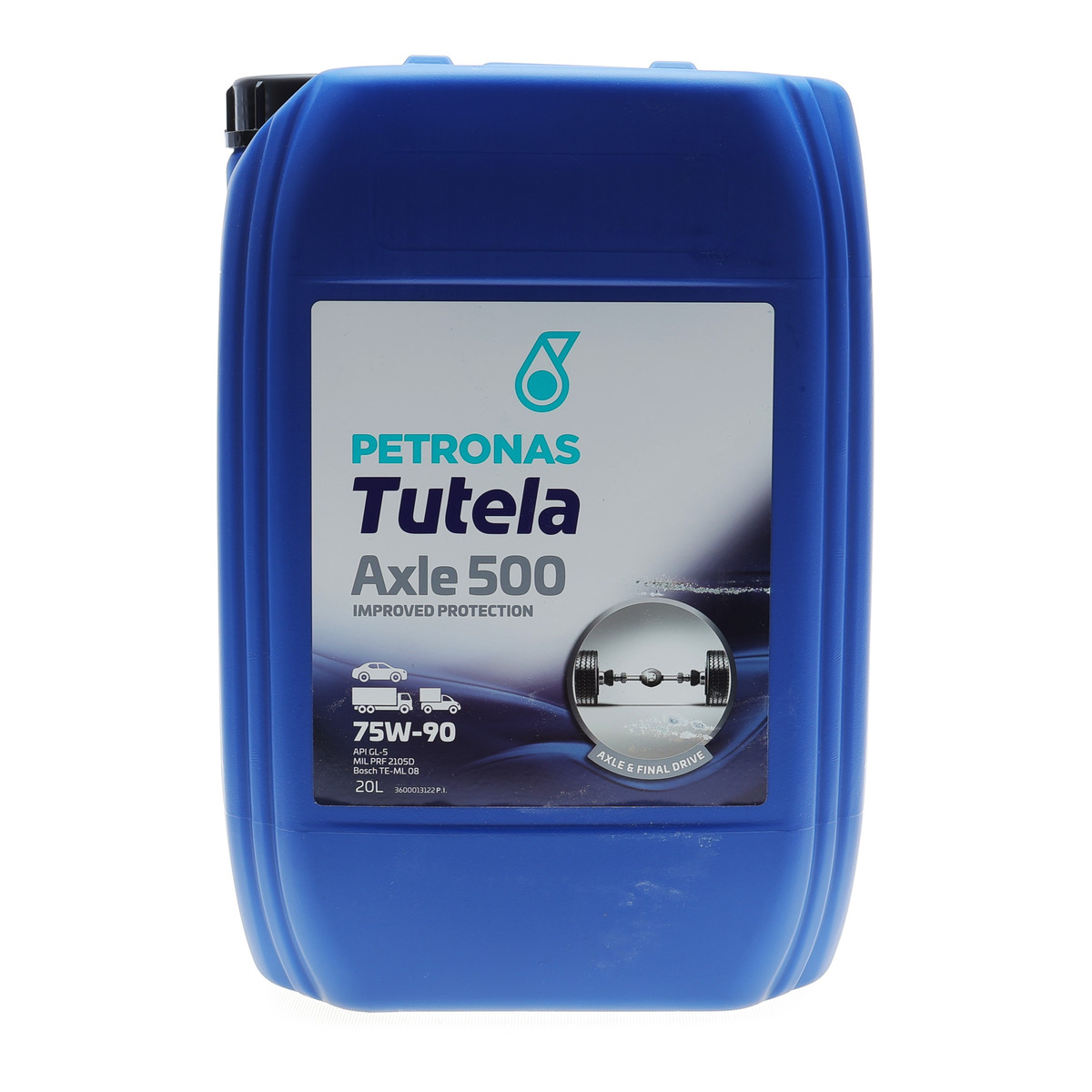 Олива 75W90 TUTELA AXLE 500 (20L) API GL-5 (MIL PRF 2105D/ZF TE-ML 07A/TE-ML 08/Bosch TE-ML 08) PETRONAS