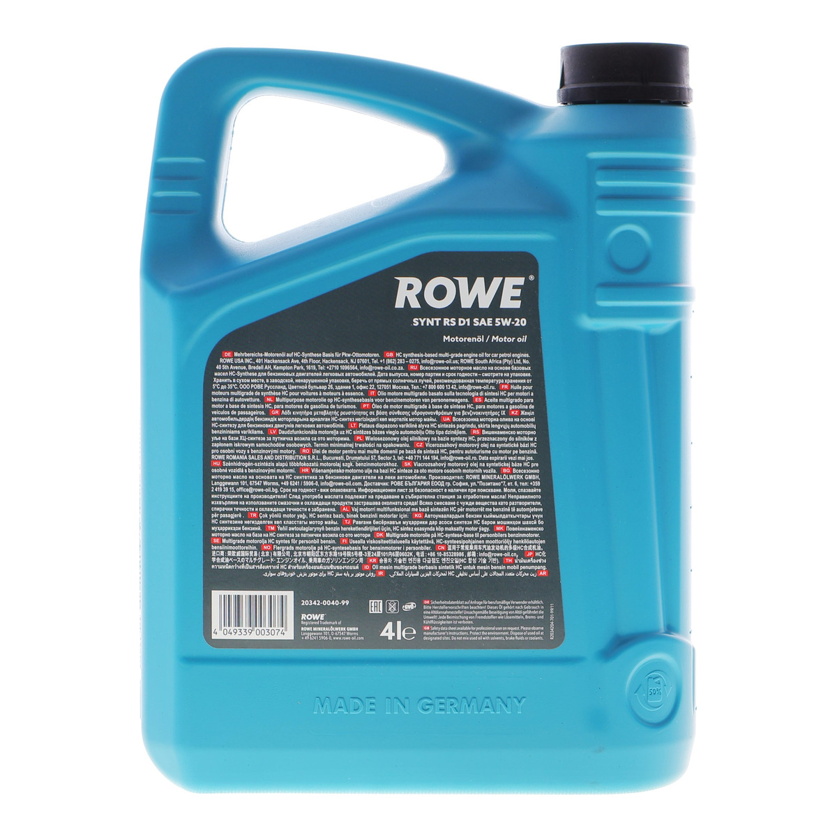 Олива 5W20 HIGHTEC SYNT RS D1 (4L) (WSS-M2C945-A/-B1/960-A1/MS6395/dexos1 Gen 2)(API SP RC/SN PLUS RC ROWE фото 2