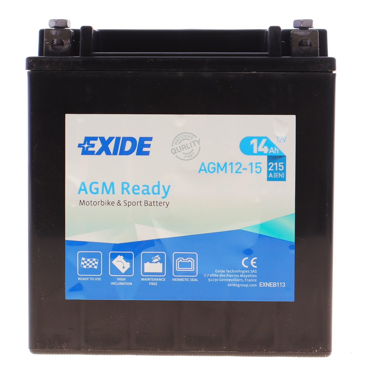 Акумуляторна батарея 14Ah/215A (150x90x160/+L/B00) (AGM Ready) (мото) Exide
