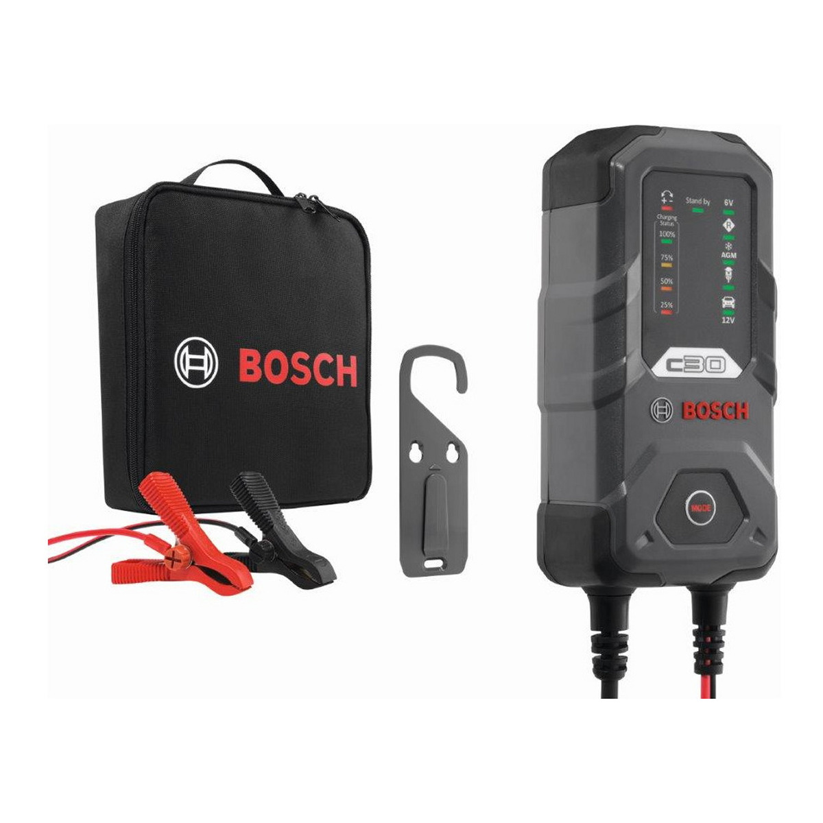 Зарядний пристрій C30 (6V/12V) (для акум. ємністю від 1.2Ah до 120Ah) 3.8A (EFB/GEL/VRLA/AGM) Bosch