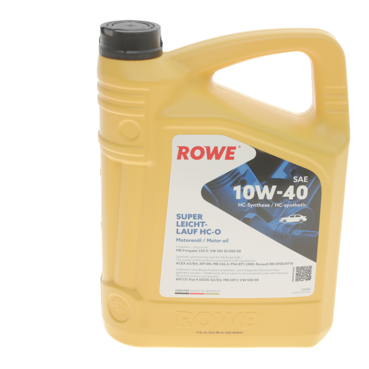 Олива 10W40 HIGHTEC SUPER LEICHTLAUF HC-O (4L) (VW 501 01/505 00/MB 229.3/226.5/229.1/RN 0700/0710) ROWE