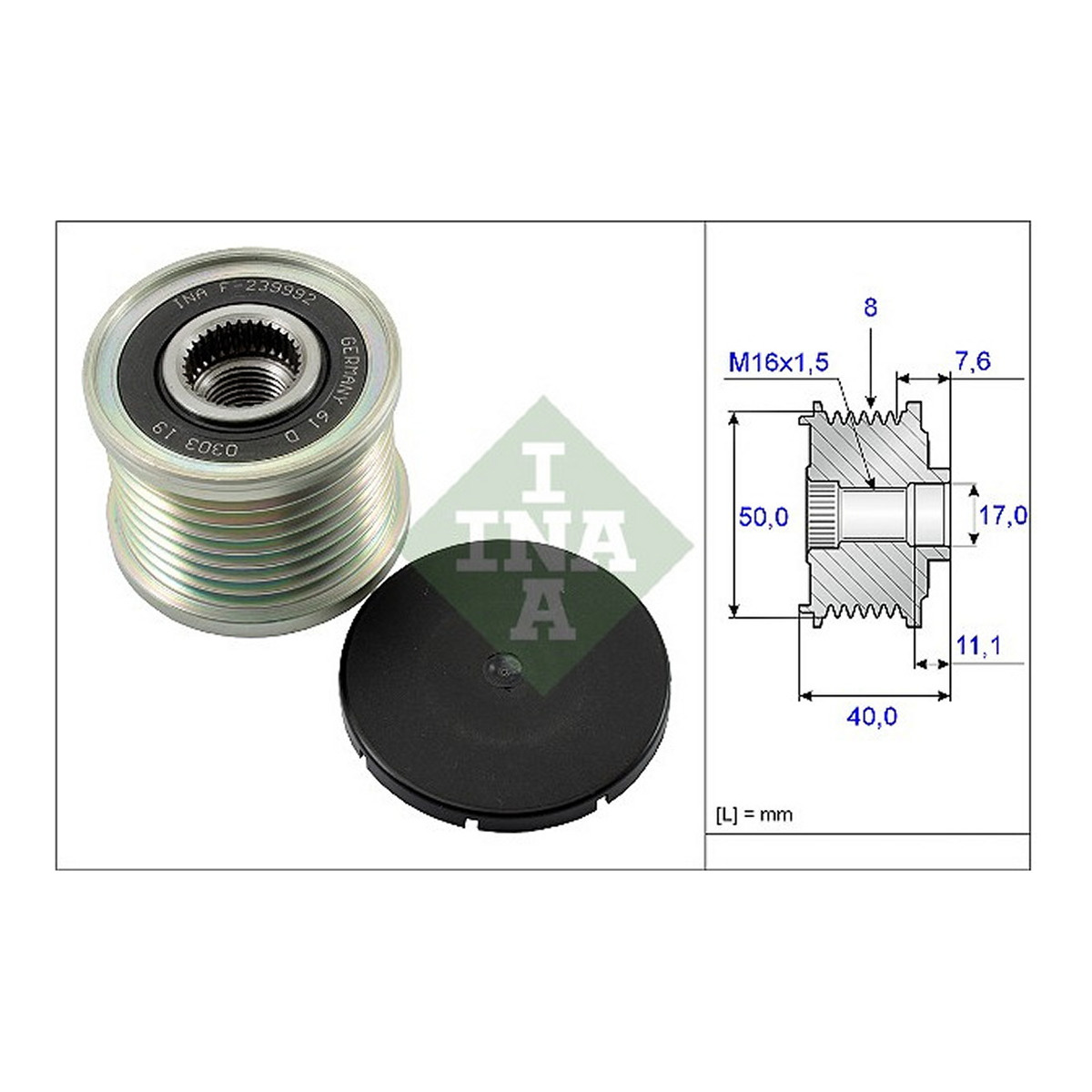 Шків генератора MB E-class (W211)/S-class (W221) 06-09, OM629 Schaeffler INA