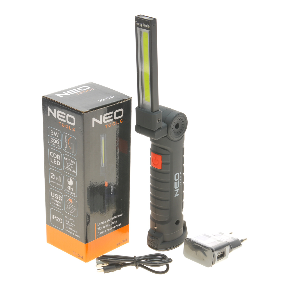 Ліхтарик-лампа (200Lm/3W/1200mAh/магнит/USB) NEO Tools