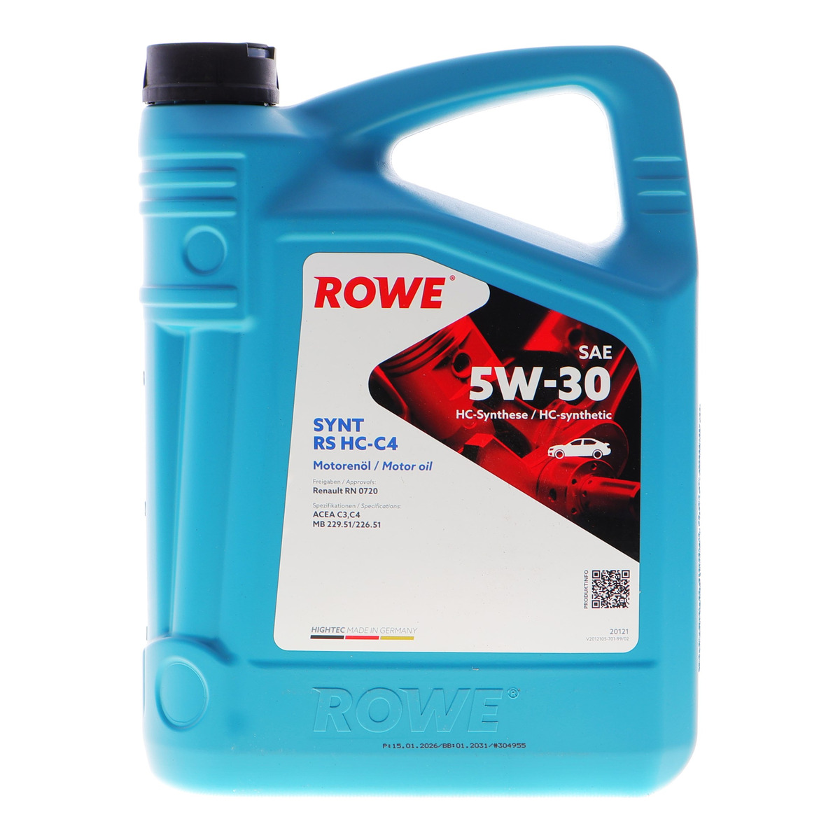 Масло 5W30 HIGHTEC SYNT RS HC-C4 (4L) (RN 0720/MB 229.51/MB 226.51) (ACEA C3,C4)