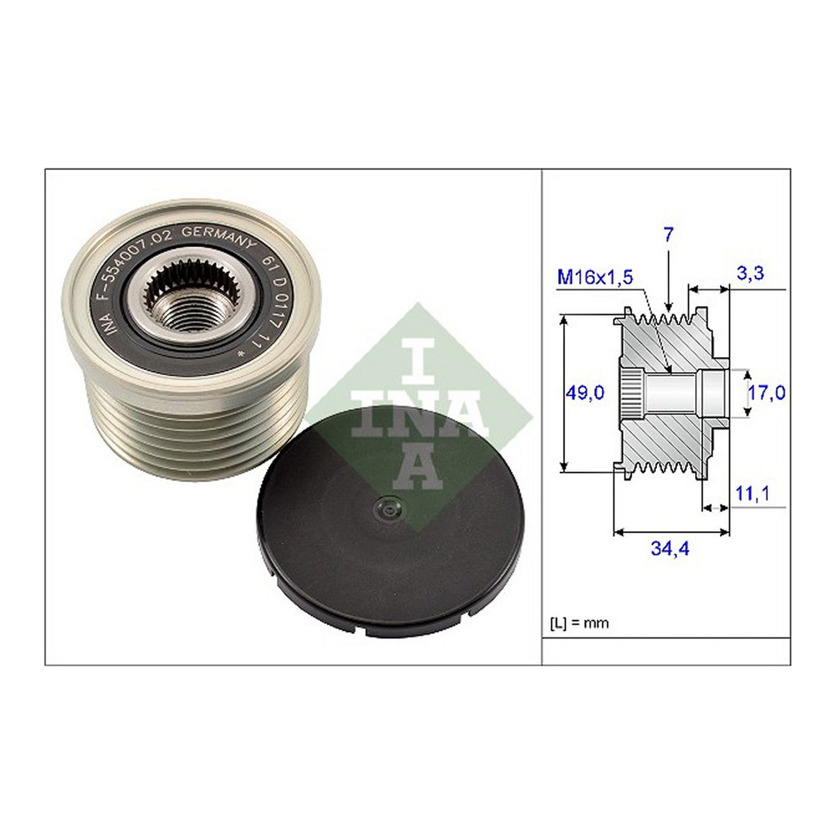 Муфта генератора BMW E81/E90 116/118/320/335 INA (535 0164 10) Schaeffler INA