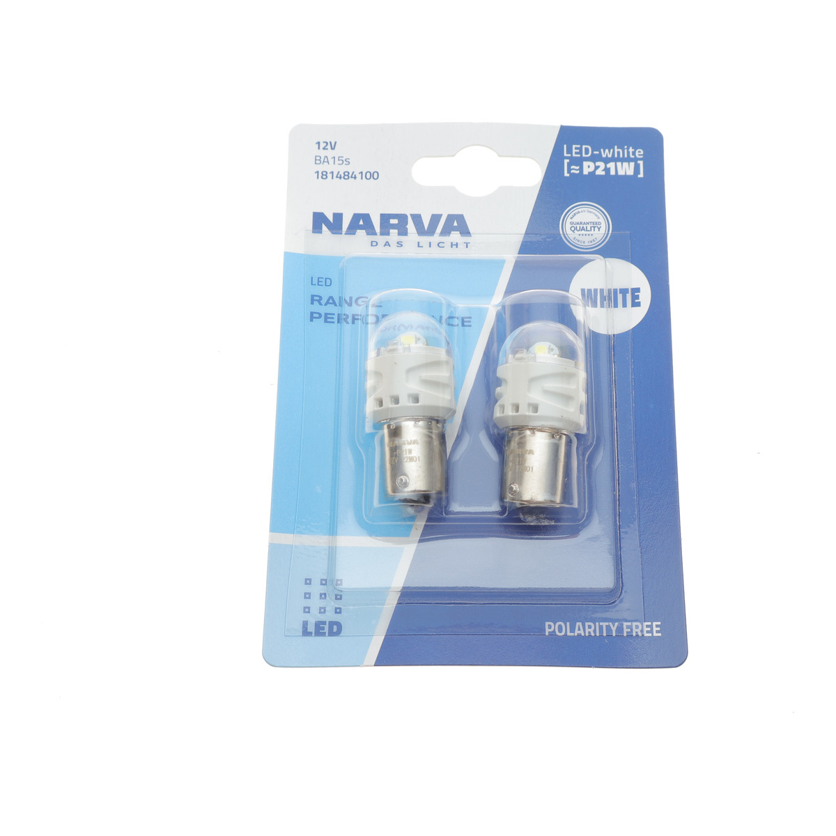 Автолампа P21W 12V 2.2W BA15s LED (біла) (к-кт 2 шт.) Narva