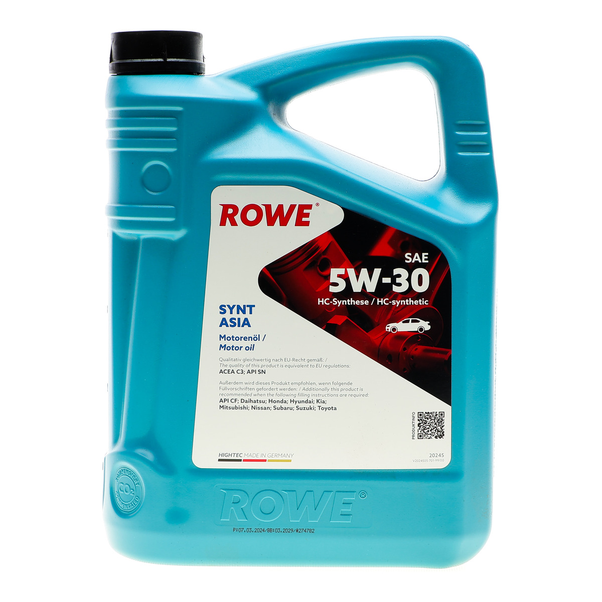 Олива 5W30 HIGHTEC SYNT RS ASIA (5L) (ACEA C3/API SN) ROWE