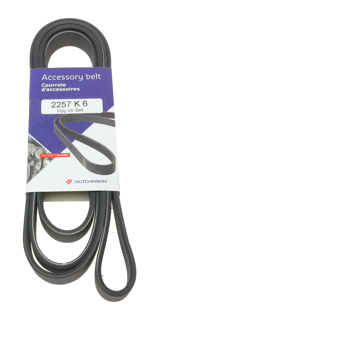 Ремінь генератора MB Sprinter CDI (-AC) (з обводним роликом)(6PK2257) Hutchinson