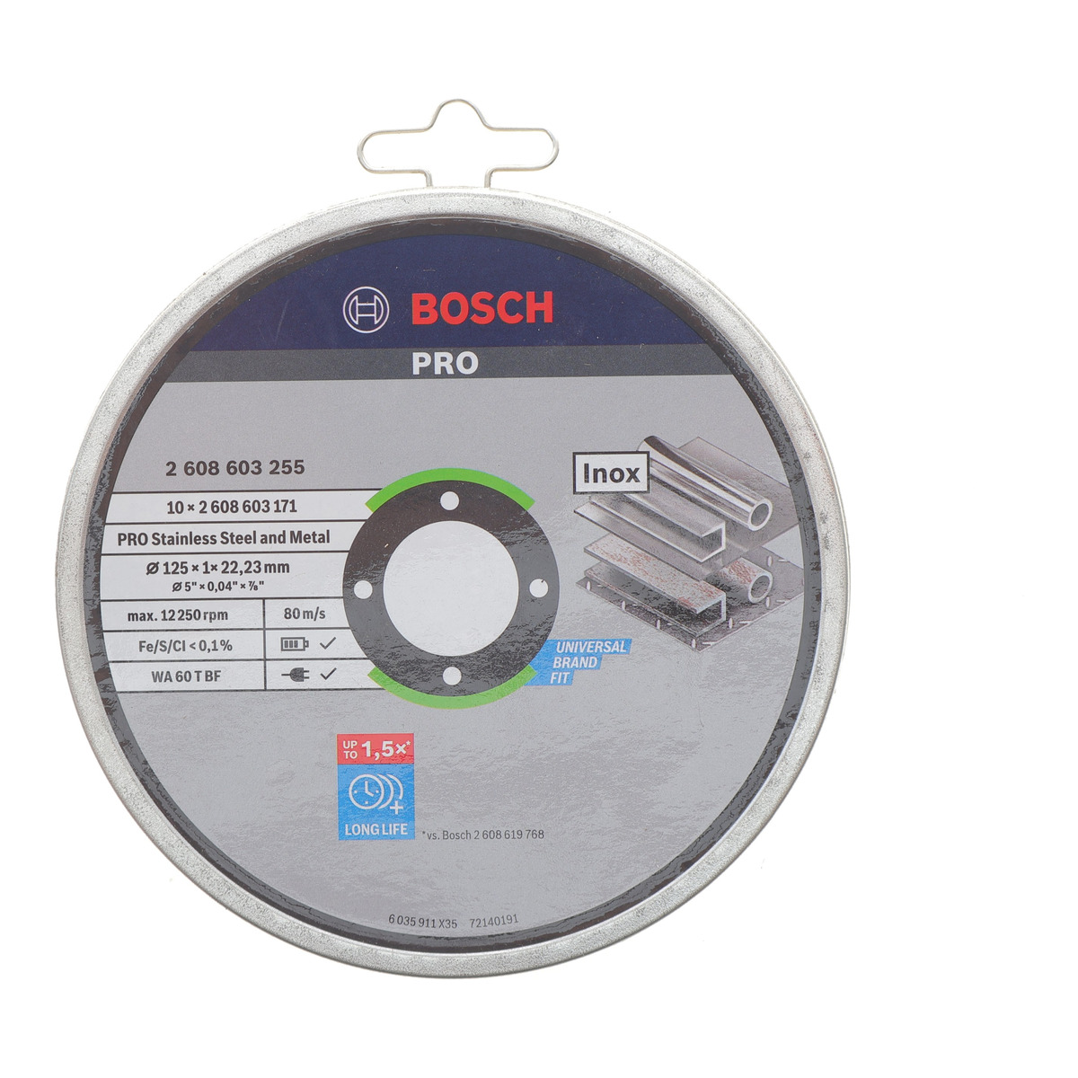 Круг відрізний (К-кт 10 шт) 125x1x22,23 мм PRO Stainless Steel and Metal Bonded Cutting Disc Bosch