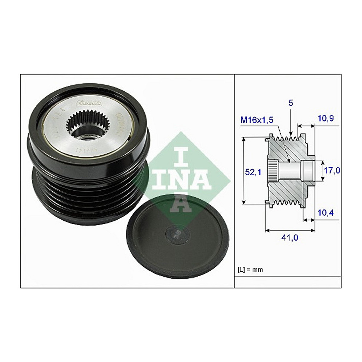 Шків генератора MB A-class (W176)/B-class (W242/W246) 11-18 Schaeffler INA фото 2