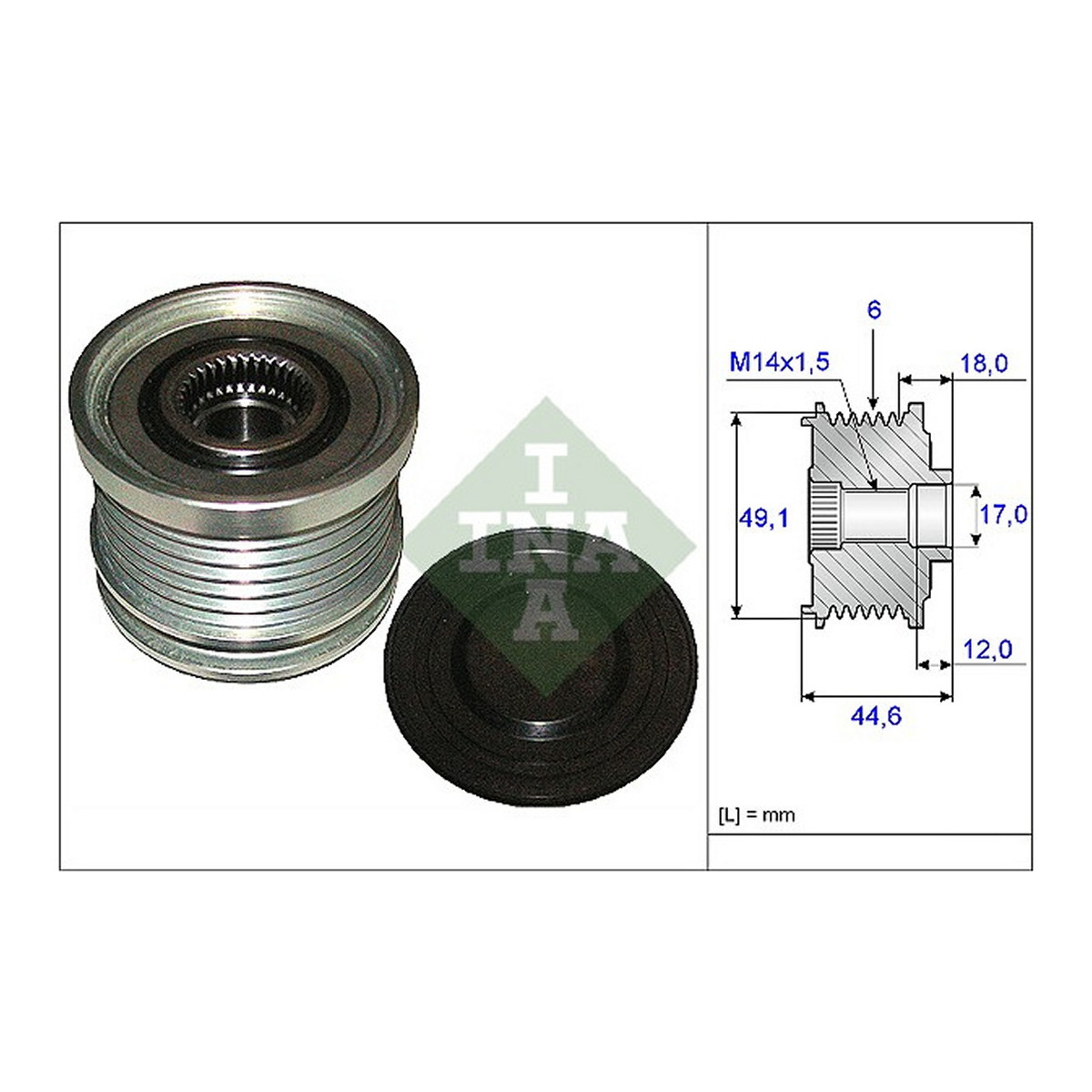 Муфта генератора FORD FOCUS II TURNIER (DA_, FFS, DS) 1.8/2004.07 - 2012.09 INA (535 0182 10) Schaeffler INA